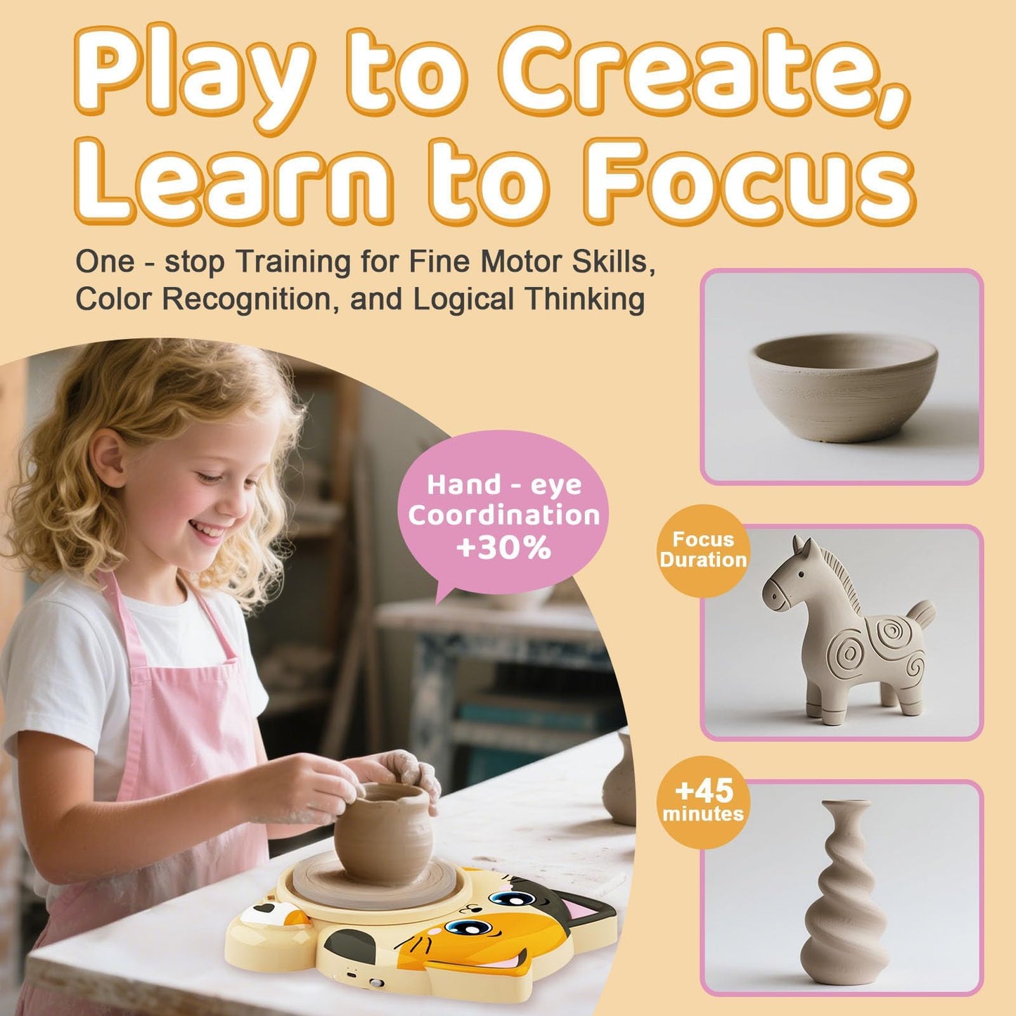 Insnug Pottery Wheel for Kids - Pottery Arts and Crafts for Kids Ages 8-12 with 3 Pack Painting Kit Air Dry Clay Art Supplies Toys for Girls Boy Christmas Birthday Gift for 6+