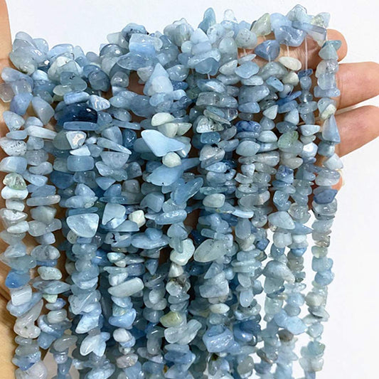 PLTbeads 5-8mm Natral Healing Gemstone Waist Bracelets Necklace Kit Irregular Stone DIY Crafts Design Jewelry Making 1 Strand per Bag Approxi 34 inch (Aquamarine Chips)