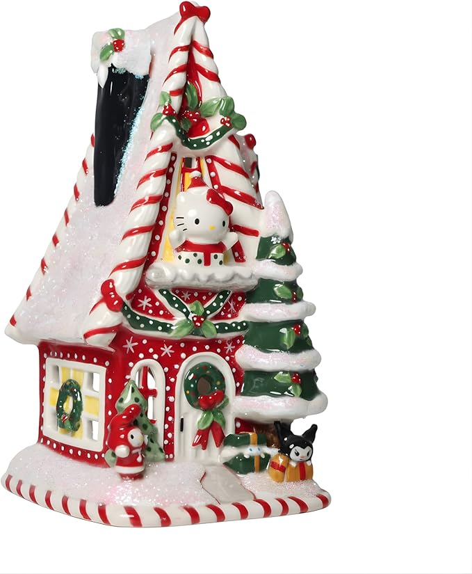 Hello Kitty and Friends Holiday Christmas Candle House, 5.5" L x 5.75" W x 10" H Created by Blue Sky Clayworks