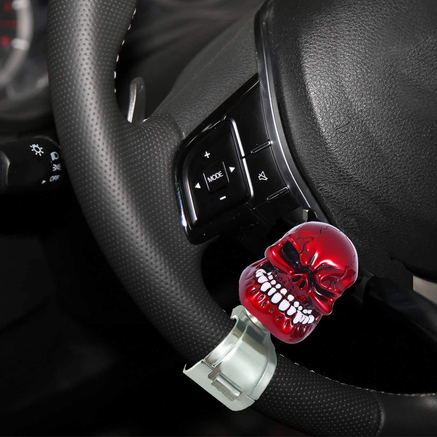 Skull Steering Wheel Spinner Knob Turning Driving Suicide Power Handle Universal Fit Most Vehicles Cars Trucks Tractors Mowers Forklifts Boat Golf Carts (Red)