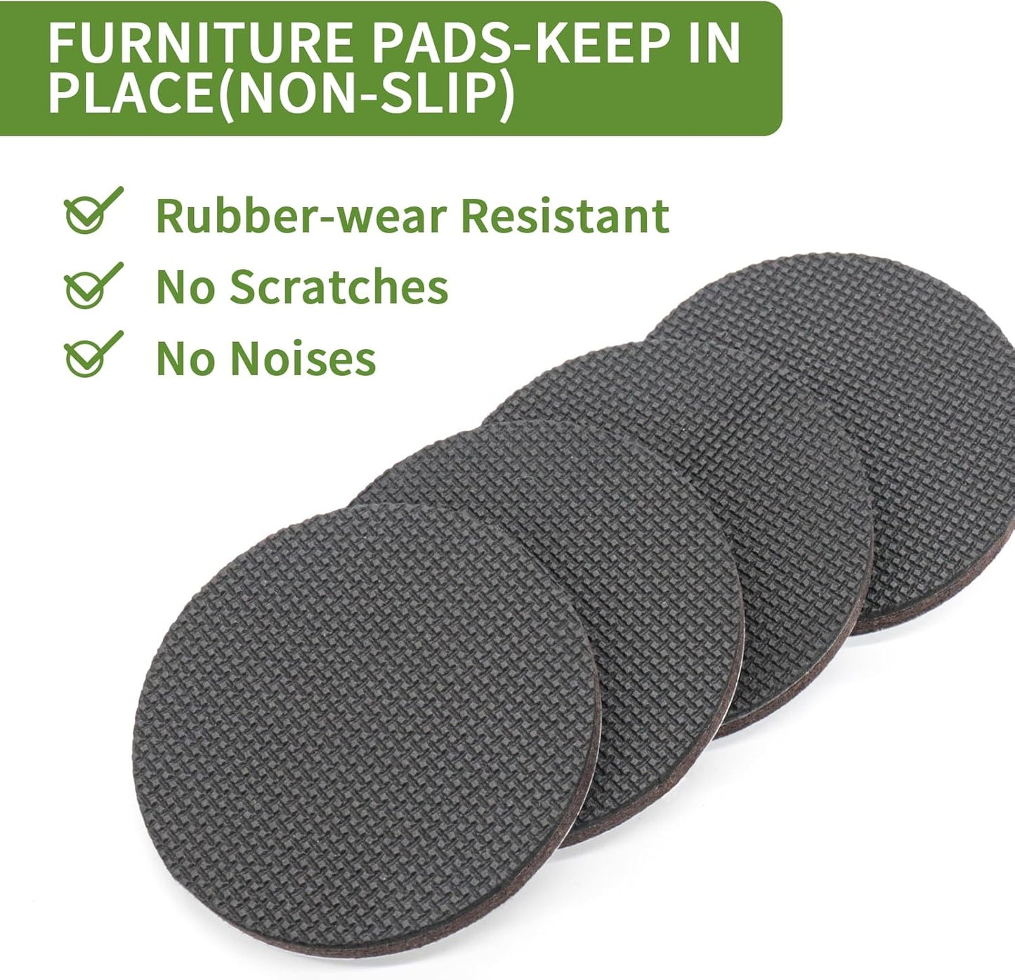 Non Slip Furniture Pads 12 PCS 3'' Round - Anti Slip Furniture Pads - Self Adhesive Rubber Feet Furniture Feet - Chair Leg Floor Protectors - Keep Furniture in Place