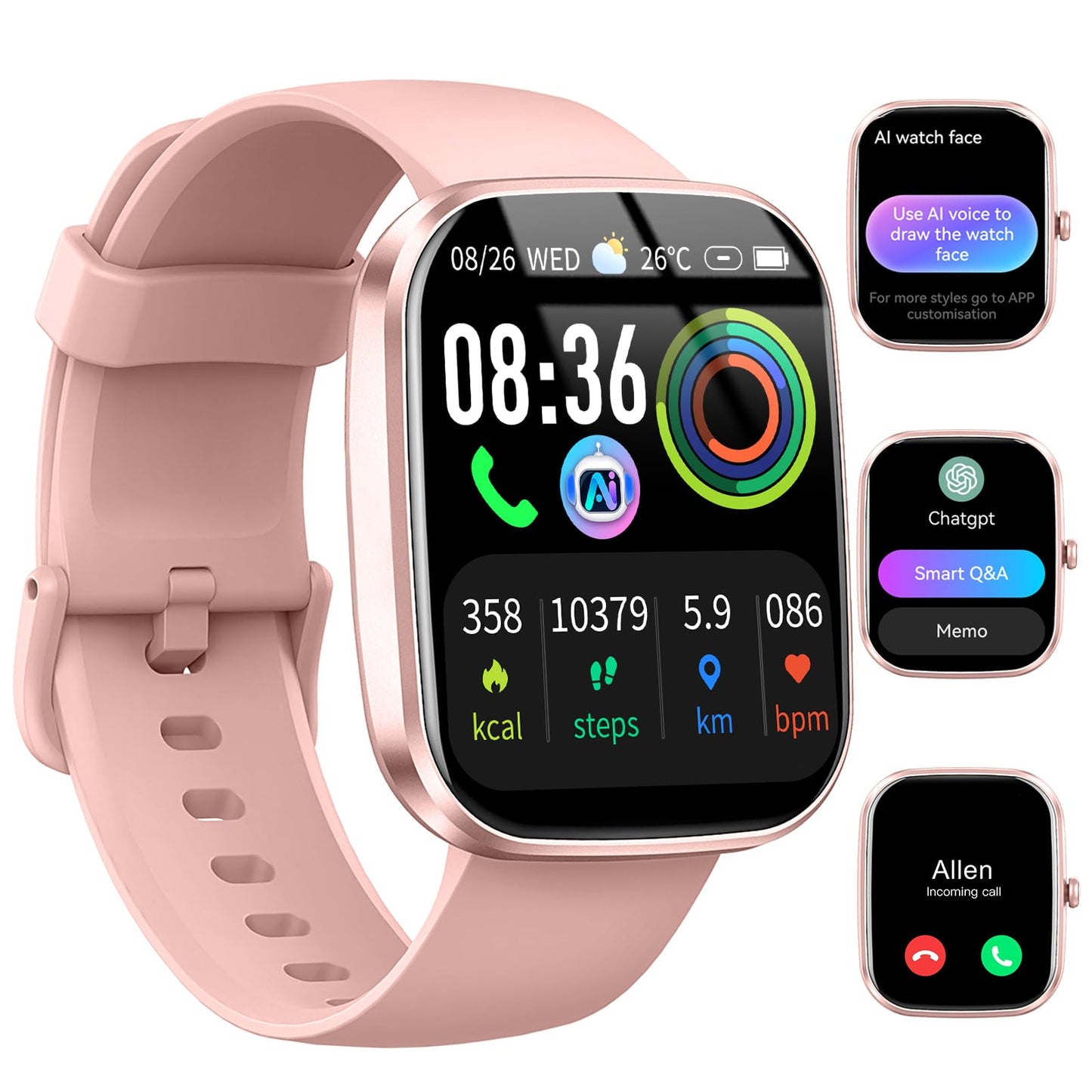 Smart Watch With Ai Chatgpt Built-In (Answer/Make Call), 1.91 Smartwatch For Men Women, 110+ Fitness Activity Tracker, Calories/