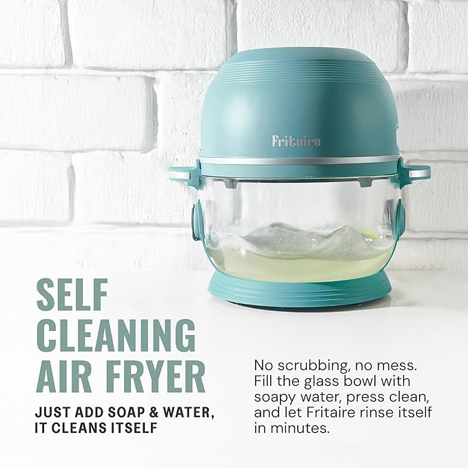 Non Toxic Air Fryer™ 9-in-1 Functions - Glass AirFryer 5 Quart w/ 360 Visibility, Self-Cleaning, 400F Vortex Air Fryer for Even Cooking, BPA-Free Teflon Free, Rotisserie, Roast, Bake, Cherry