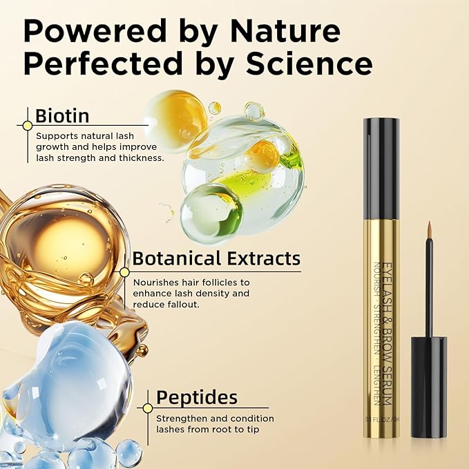 ASAMO Eyelash & Eyebrow Growth Serum - 2-in-1 Lash & Brow Enhancer for Longer, Thicker, Fuller Looking Lashes - Advanced Peptide Formula, Vegan & Cruelty-Free, Safe for Sensitive Eyes - 3ml