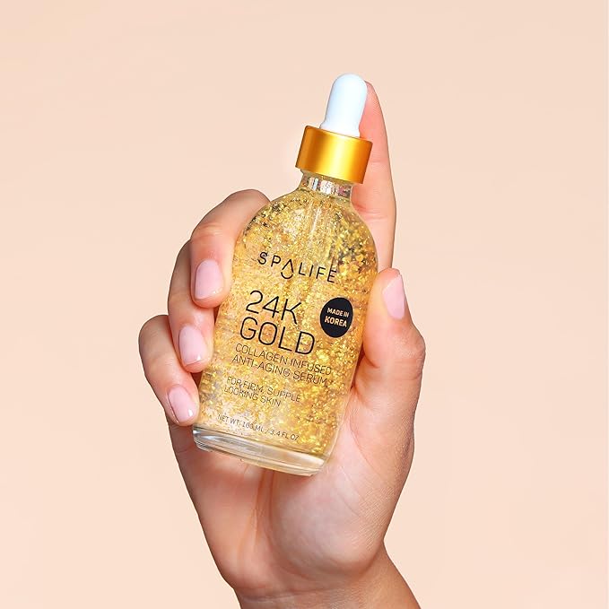 SpaLife Nourishing Anti-Aging Gold & Silver Serums (Anti-Aging 24k Gold & Collagen) 110 ml (3.7 Fl. Oz.) - Boosts Firmness, Hydration, and Radiance