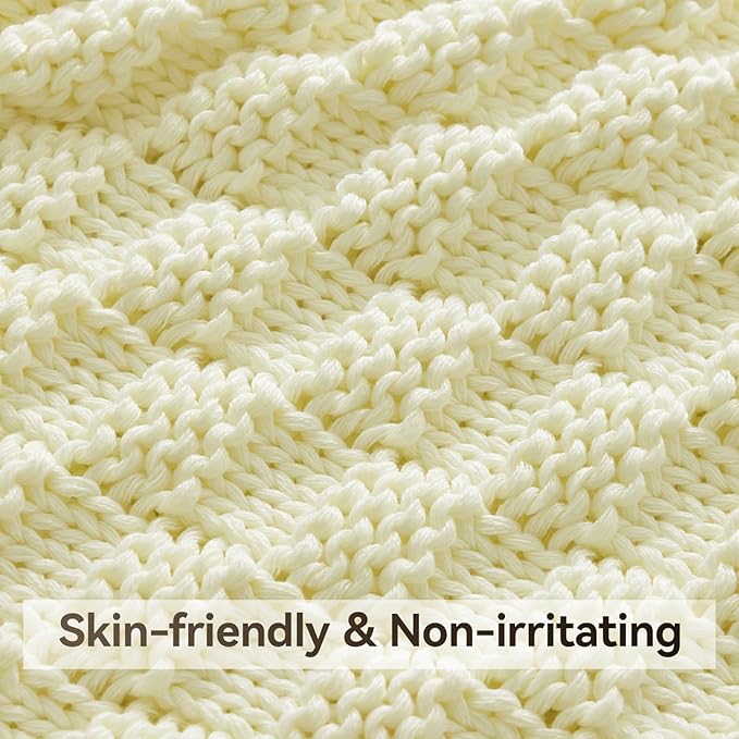 Knitted Weighted Blanket for Adult, No Beads Heavy Blanket 48” x 72'' 12lbs, Breathable Chunky Knit Blanket, Cooling Weighted Blanket for Hot Sleepers, Christmas Home Decor (Cream White)