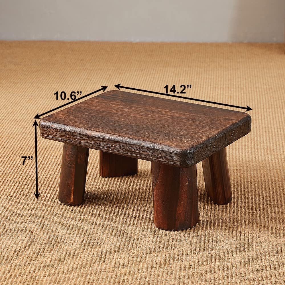 Wooden Stool, Rectangular Bedside Step Stool, Step Ladder for Kitchen & Bathroom, Foot Rest Stool Under Desk, Super Sturdy Hold Up to 500 LBS