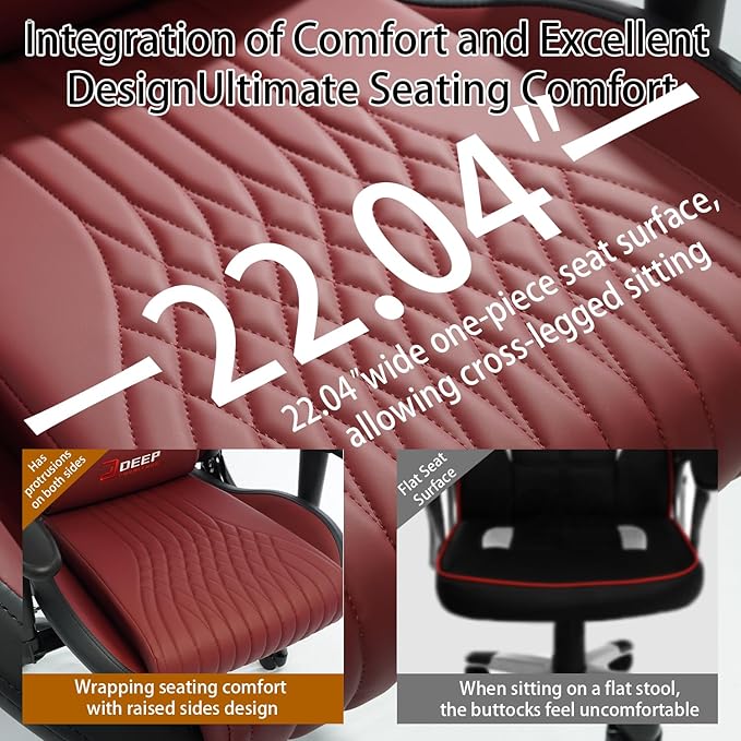 Video Game Chair Ergonomic Comfortable Gaming Office Chair Height-Adjustable with a 360° Swivel Base and Headrest(1002-Red)