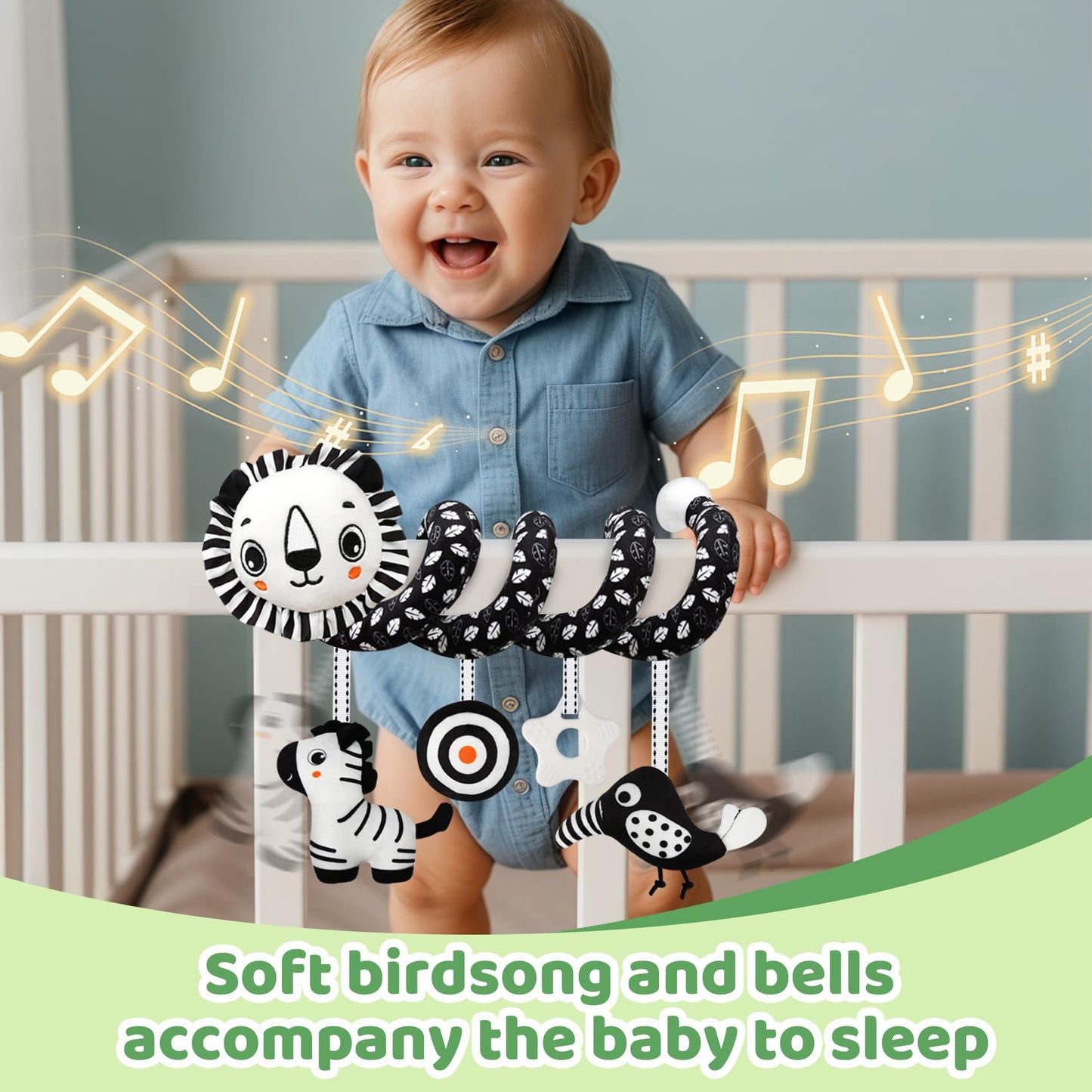 FQKIOMY Black and White High Contrast Baby Toys - Sensory Infant Hanging Carseat & Stroller Toy for Newborns 0-6,6-12Months Perfect Easter Birthday & Baby Shower for Babies Boys Girls