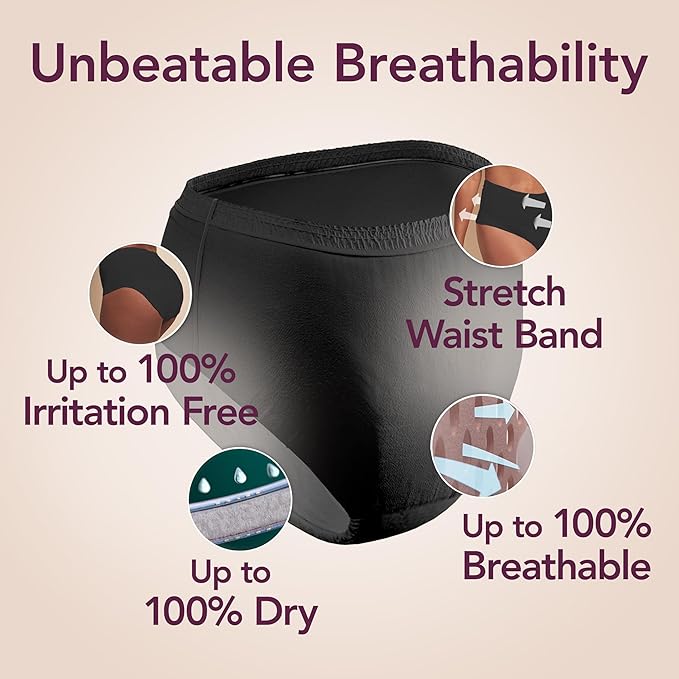 Depend Silhouette Adult Diapers, Incontinence & Postpartum Bladder Leak Underwear for Women, Maximum Absorbency, Medium, Black, 56 Count (2 Packs of 28), Packaging May Vary