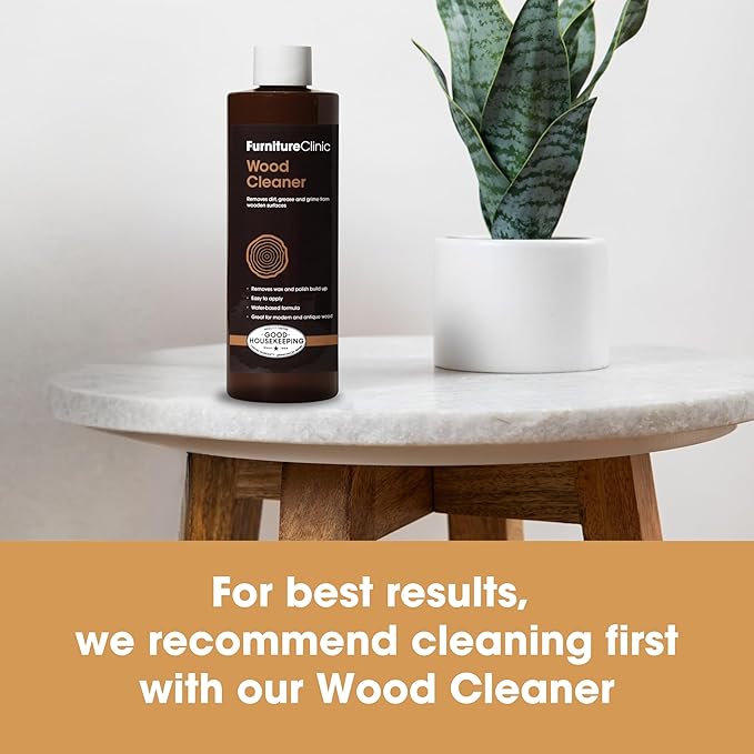 Furniture Clinic Wood Wax & Polish | Clean, Nourish & Protect Wood Furniture & Kitchen Cabinets from Dryness & Scratches | Orange Oil & Beeswax | Use on Treated & Untreated Surfaces (17oz / 500ml)