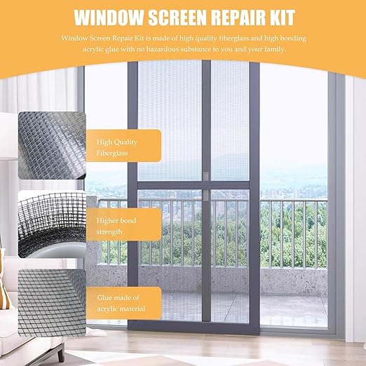 Instant Screen Repair Kit 2-Pack, 2" x16.5' Black Fiberglass Tape for Windows & Doors | Fixes Tears & Holes