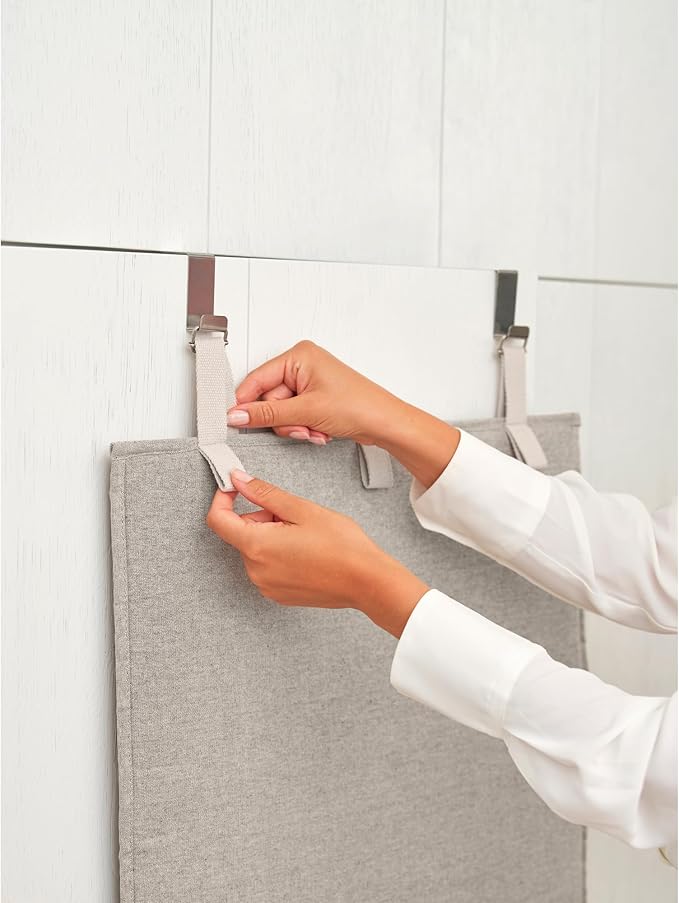 Brabantia - Door Steam Blanket - Heat-Resistant Mat for Clothes Steaming - Over Door Hooks, Protective Back Layer, & Loops for Hangers - Easier Steaming with Handheld Steamers - 43 x 20" - Gray