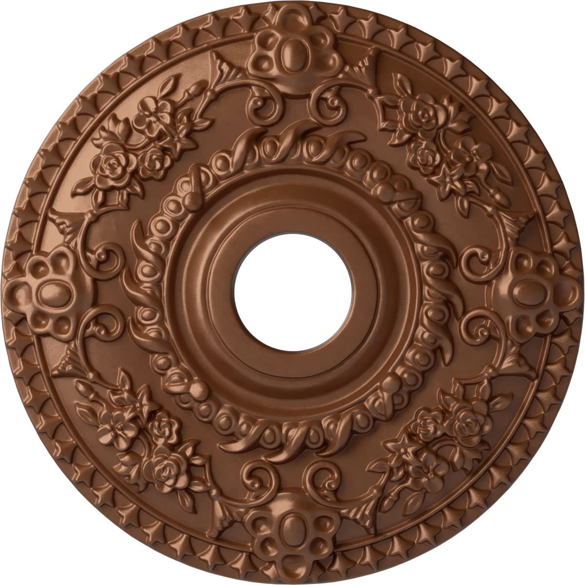 Ekena Millwork Cm18Ropos Rose Ceiling Medallion, Polished Copper