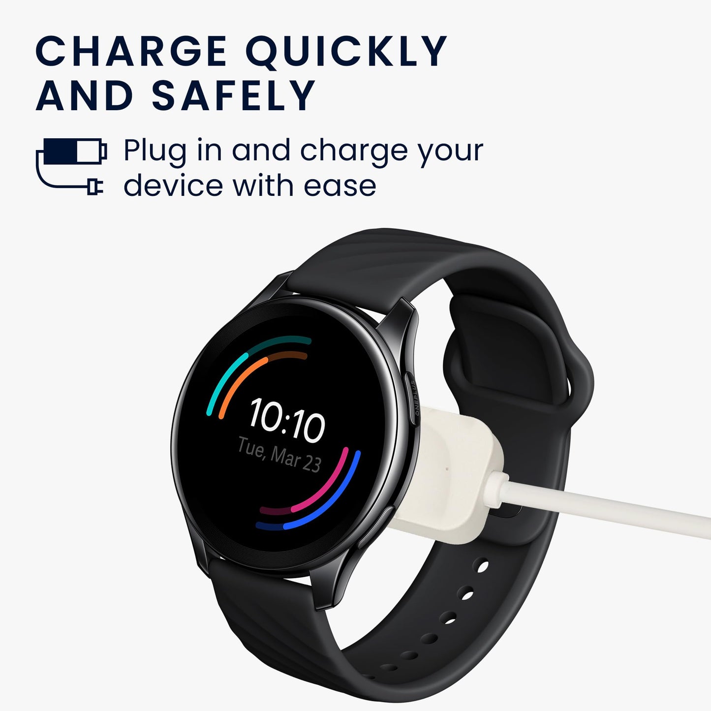 Kwmobile Usb Cable Charger Compatible With Oneplus Watch 2 / Watch 3 Cable - Charging Chord For Smart Watch - White Matte