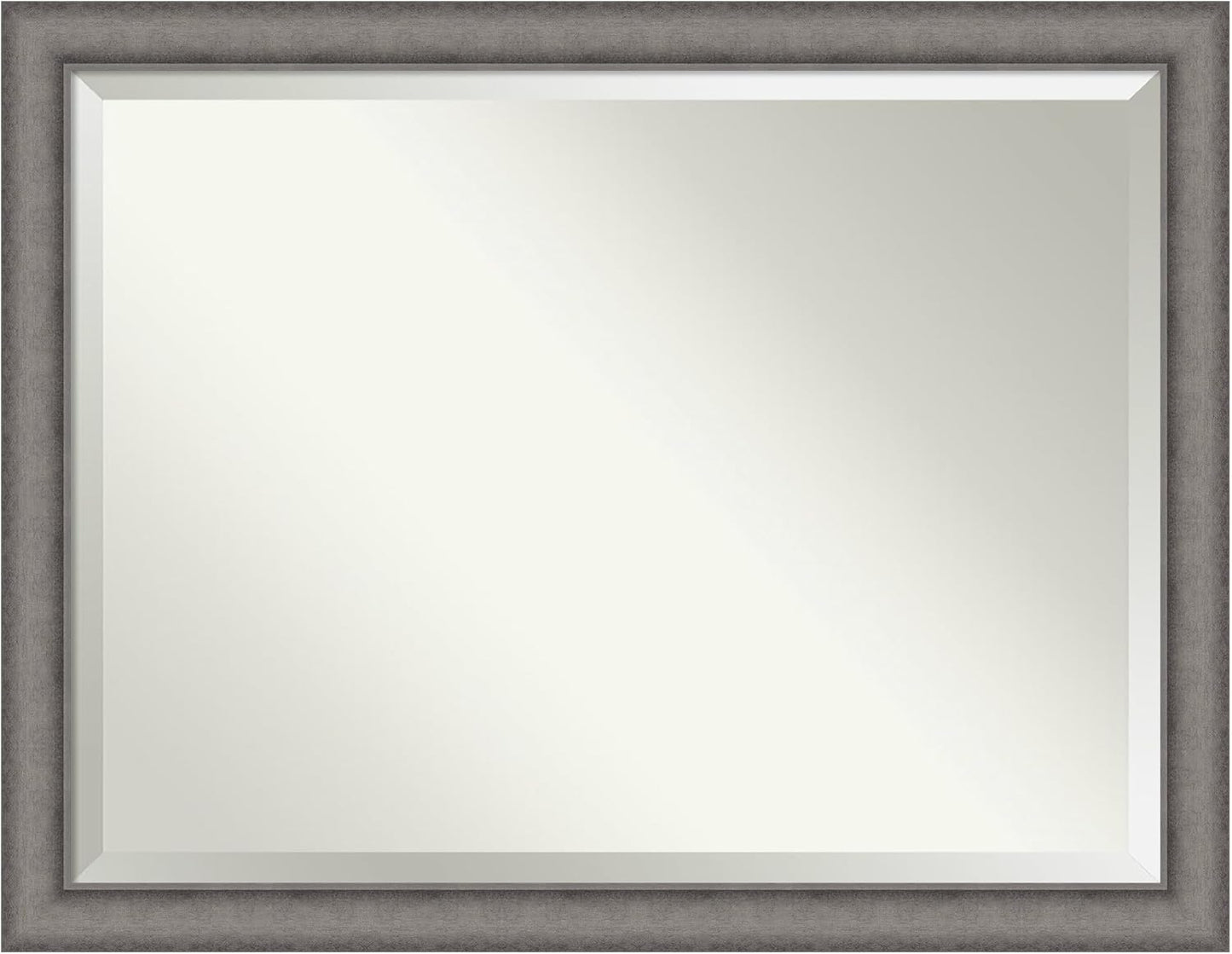 Amanti Art Grey Wall Mirror 35x45 Burnished Concrete Rectangle Bathroom Mirror for Wall Decor Living Room, X-Large Modern Contemporary Wood Frame, Hangs Horizonally and Vertically, Bathroom Decor