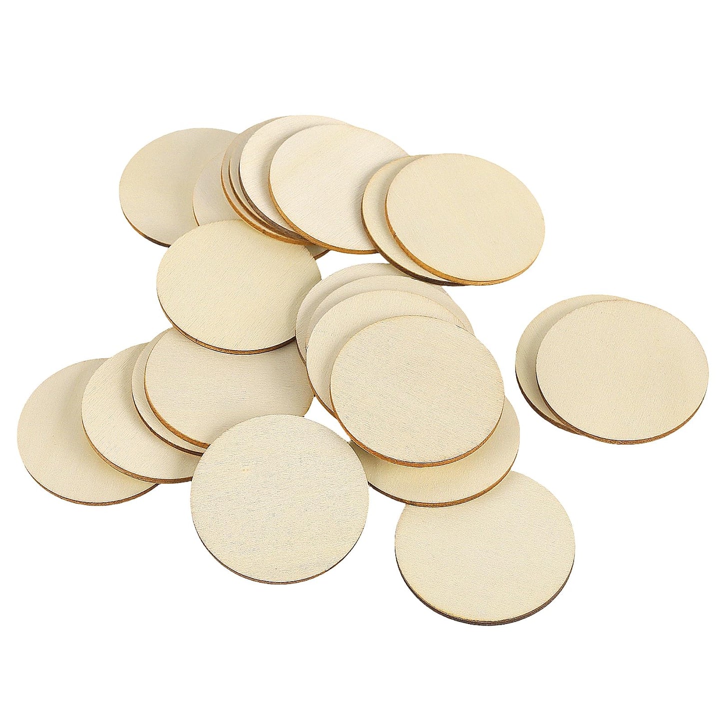 MAHIONG 400 Pcs 2 Inch Unfinished Round Wood Circles, Bulk Natural Round Wooden Discs Craft Blanks Wood Slices for DIY Art Projects, Christmas Ornaments and Home Decorations