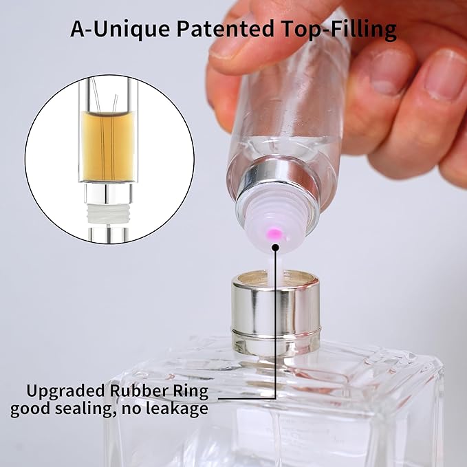 MUB Perfume Travel Refillable Atomizer Bottle 5ml Glass Overmolding Unique Top-Filling Leak-Proof Spray Bottle Atomizer Sprayer for Perfume Cologne Mini Travel Size Empty Pocket Portable