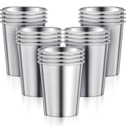 Honeydak 20 Pieces 8 oz Stainless Steel Pint Cups Unbreakable Stackable Metal Mint Julep Cups Reusable Shatterproof Drinking Glasses for Kids Adults Travel Camping Outdoor Home Bar Restaurant