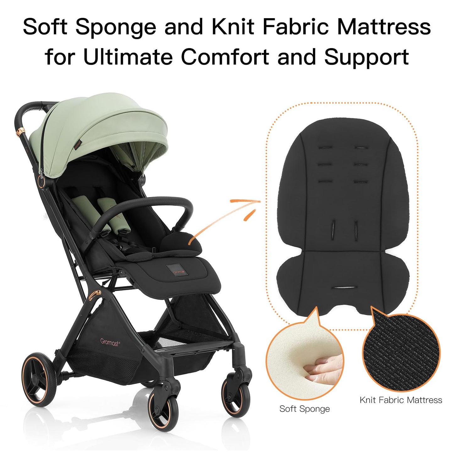 Gravity Folding Baby Stroller - Portable Travel Toddler Stroller w/Adjustable Backrest & Canopy, Lightweight and UV Protected, One-Hand Automatic Folding - Green