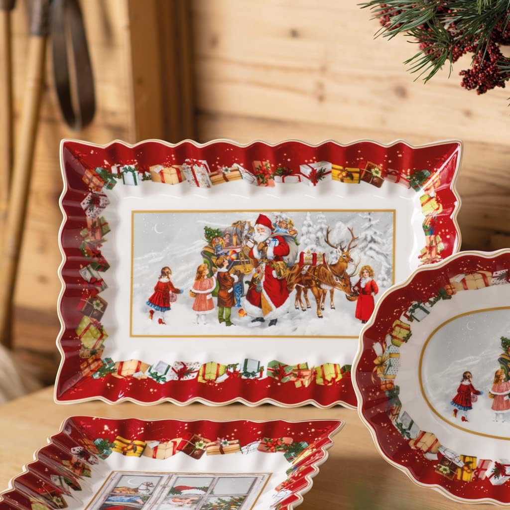 Villeroy & Boch Toy's Fantasy Cake Plate, Santa & Children, 13.75 x 9 in