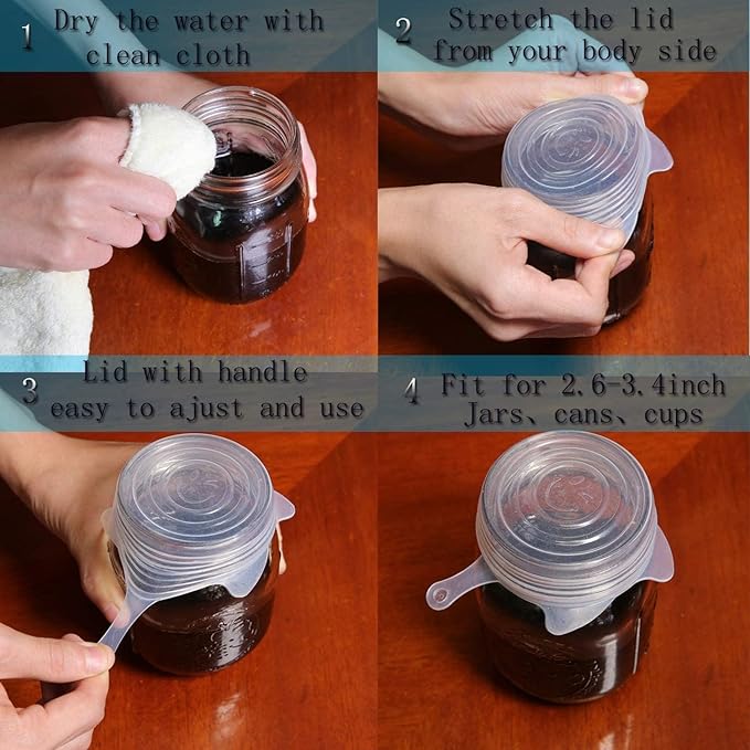 Extra Small Silicone Stretch Lids 1.6 Inch 5 pack Same Size Reusable Silicone Jar Cover to Fit 1.6 Inch to 1.9 Inch Cans Cups Bottles