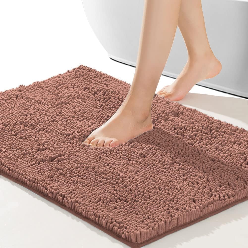 SONORO KATE Bathroom Rug,Non-Slip Bath Mat,Soft Cozy Shaggy Thick Bath Rugs for Bathroom,Plush Rugs for Bathtubs,Water Absorbent Rain Showers and Under The Sink (Taupe Brown, 32"×20")