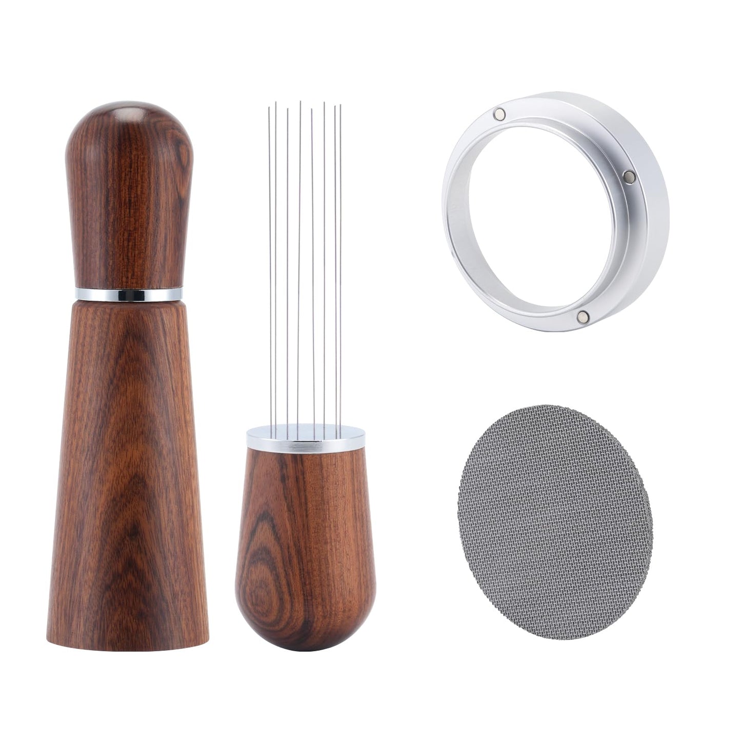 58mm Espresso Accessories Kit,316 Stainless Steel WDT Tool Espresso,Dosing Funnel and Puck Screen Set,Espresso Distribution Tool,Espresso Coffee Stirrer for Barista