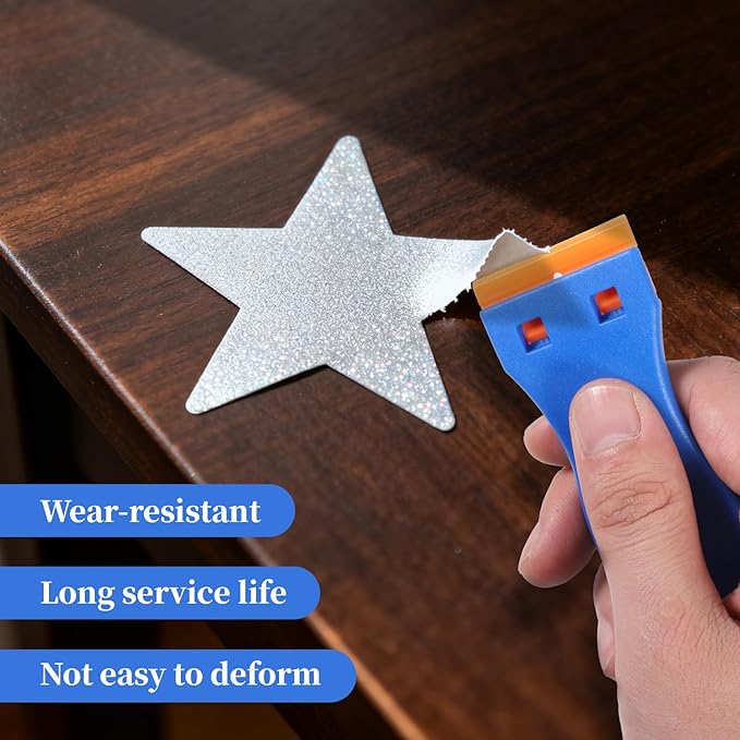 2Pcs Plastic Razor Blade, Plastic Scraper, No Scratches Scrapers Tool Remove Label Decal Tool, Cleaning Scraper Remover for Removal Floor, Decals, Paints