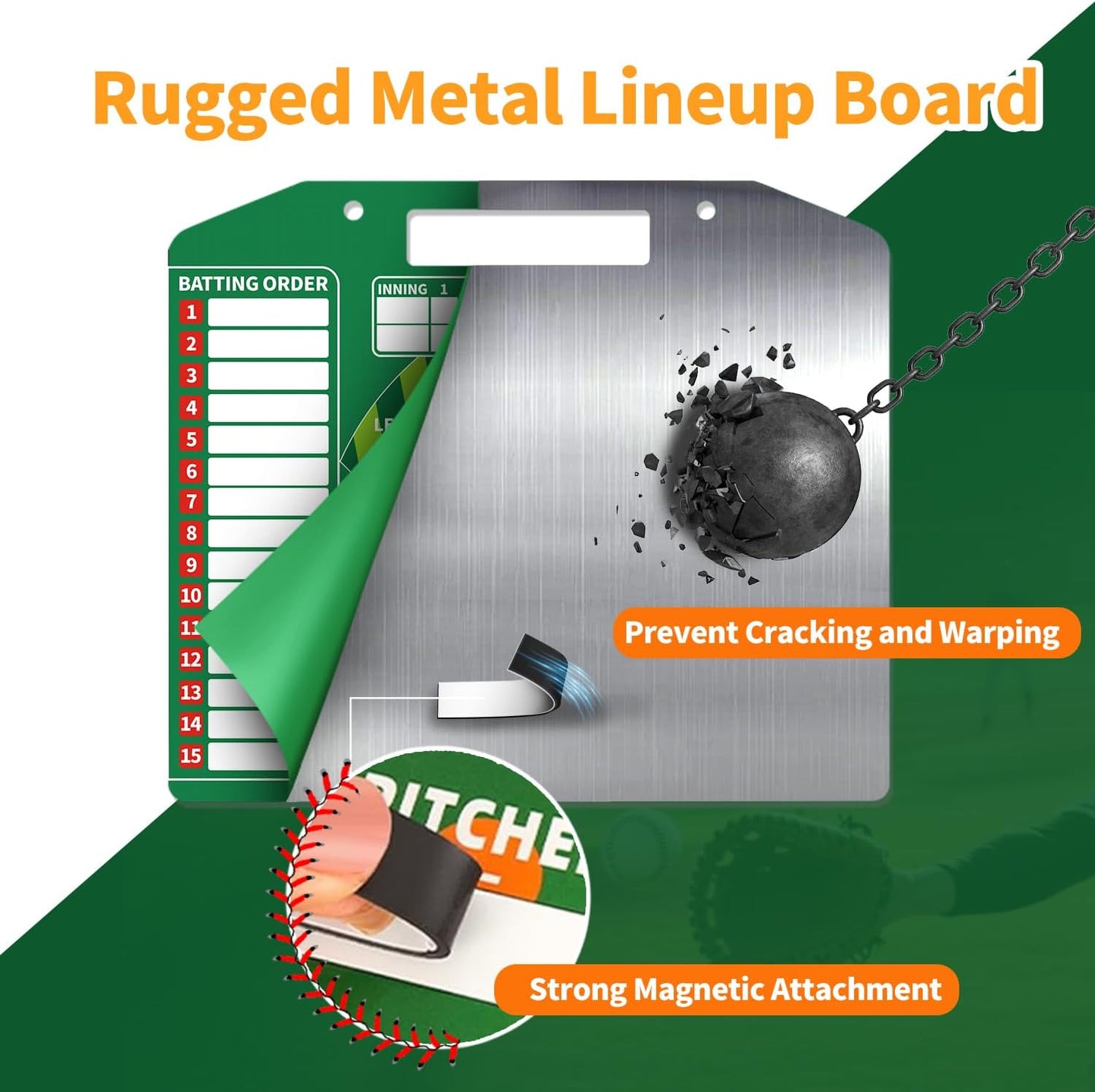Metal Magnetic Baseball Lineup Board, Durable Softball Line up Board for Field Batting Position Coaching Equipment Accessories, Dugout 40 Dry Erase Magnet Marker Sheets Cards Baseball Clipboard