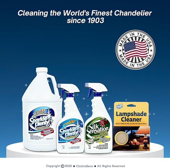 Sparkle Plenty Chandelier Cleaner Drip Dry Spray No Wipe -Dust Remover & Streak Free Glass Cleaner Spray for Crystal Chandelier & Window Screen -Versatile Household Cleaning Supplies (32 oz, 1 Gallon)