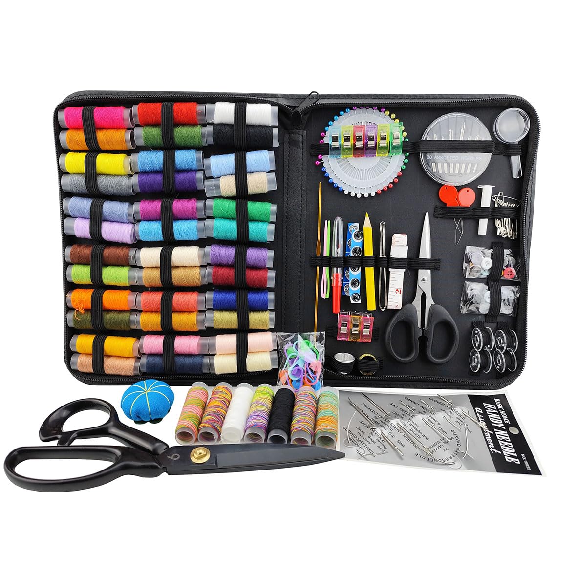 Sewing Kit for Adults,with Heavy Duty Fabric Tailor Scissors, 233 Pcs Newly Upgraded Hand Travel Sewing Kit Professional Needle and Thread Kit, Portable Sewing Supplies for Travel Home Beginners