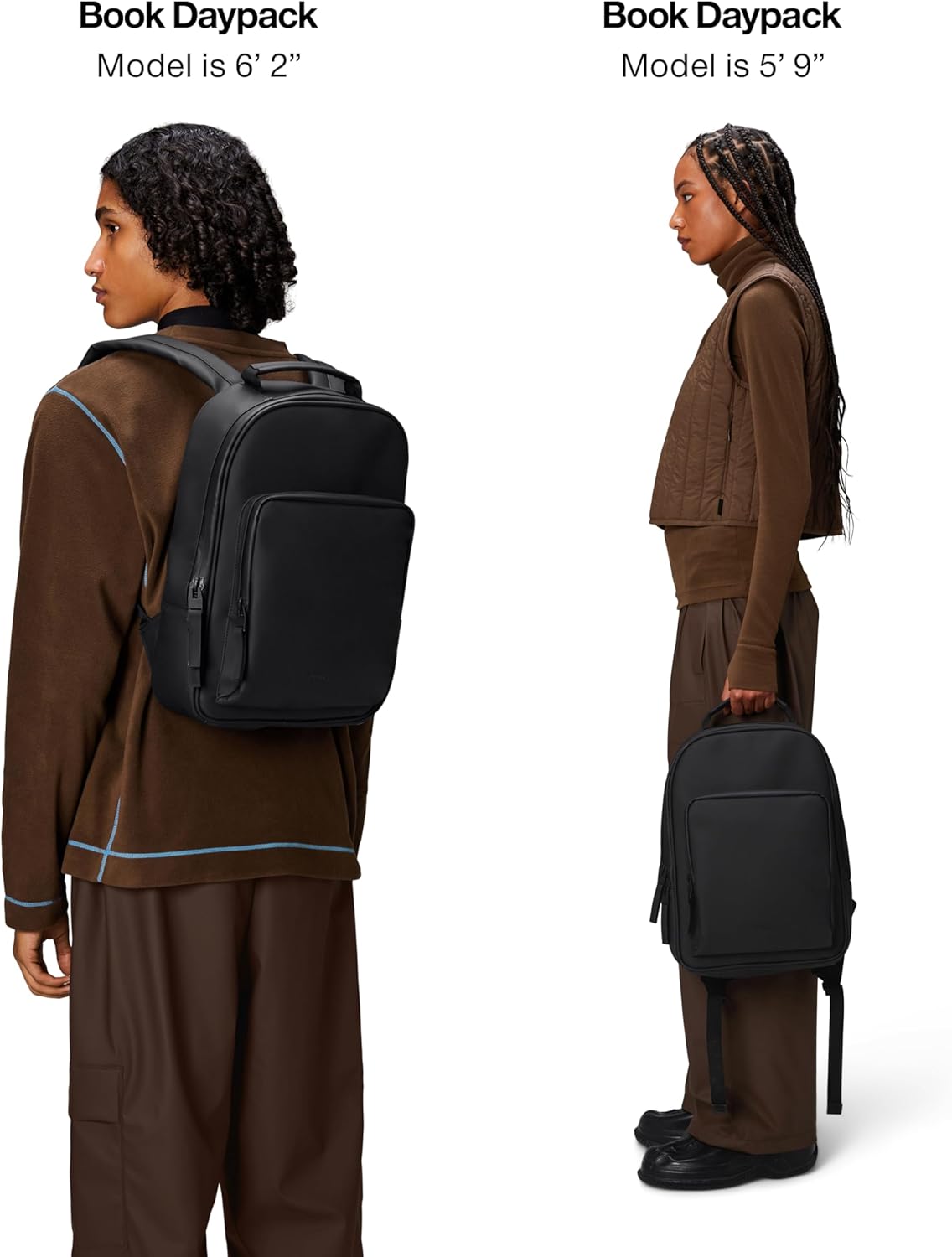 RAINS Regular Book Daypack, Backpack, Laptop Bag, Waterproof, 2 Year Warranty, Black