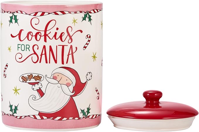 Bico Cartoon Santa Claus Cookies For Santa Ceramic 9 inch Air Tight Storage Jar, Dishwasher Safe, for Christmas Eve