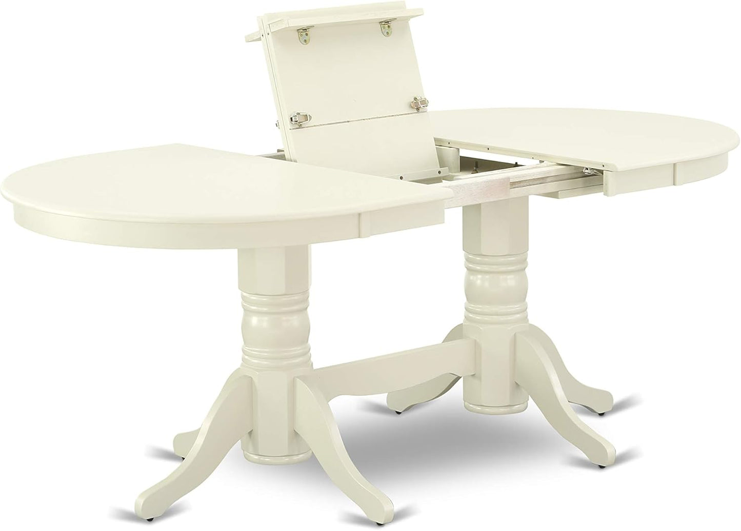 East West Furniture VAKE9-LWH-W 9 Piece Dining Set Includes an Oval Dining Table with Butterfly Leaf and 8 Kitchen Chairs, 40x76 Inch, Linen White