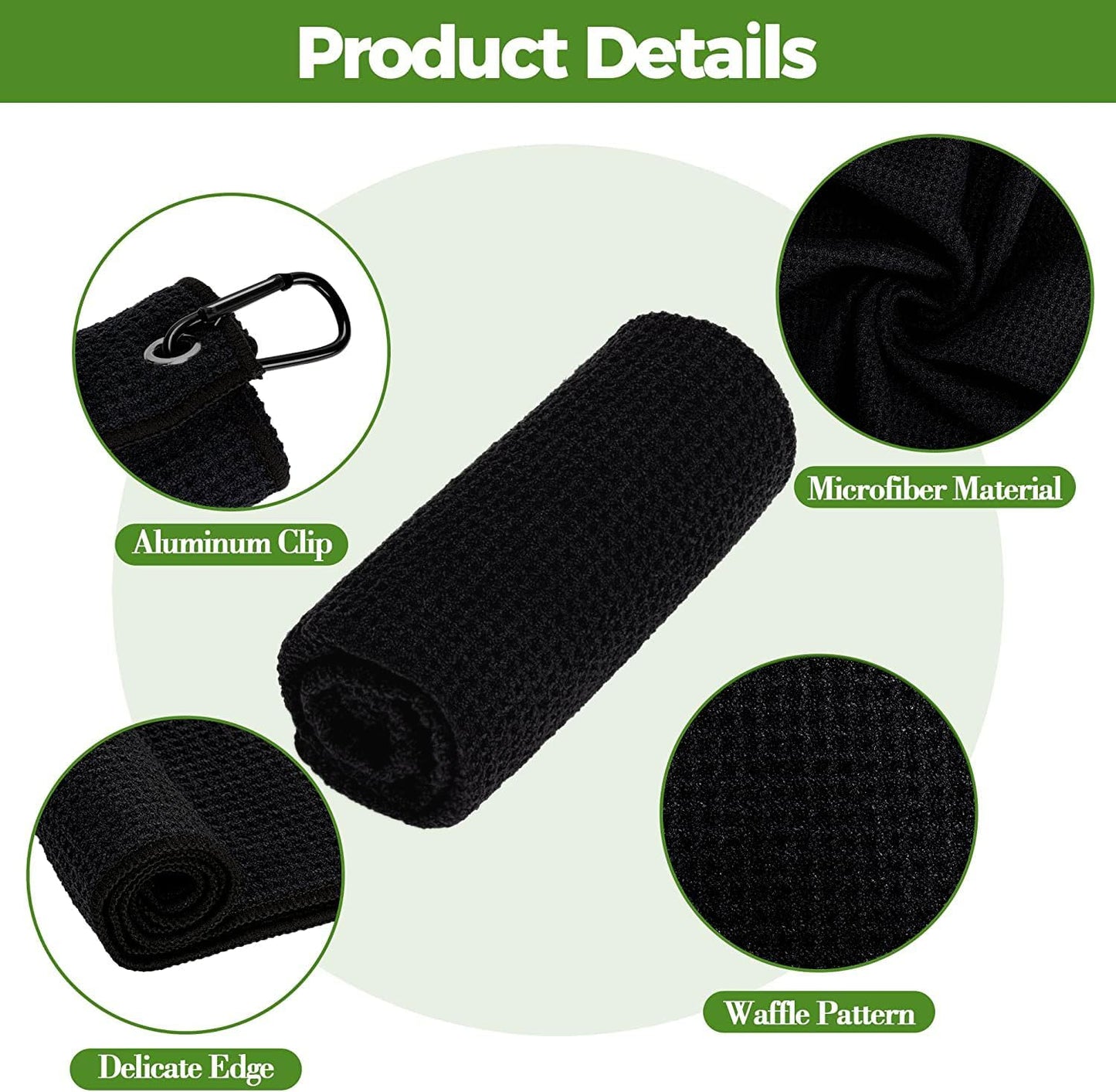 ATTRACTIVE Golf Towels, Microfiber Waffle Pattern Towels - Golf Club Brush with Cleaning (2 Red Towel+Black Brush)