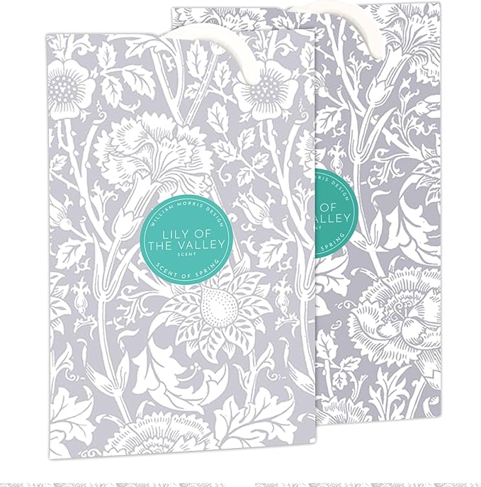 The Master Herbalist Scented Wardrobe Freshener Sachets in a William Morris Design. Available in Lavender, Sandalwood, Rose, Lily and Lilac (Lily of The Valley, Pack of 2)