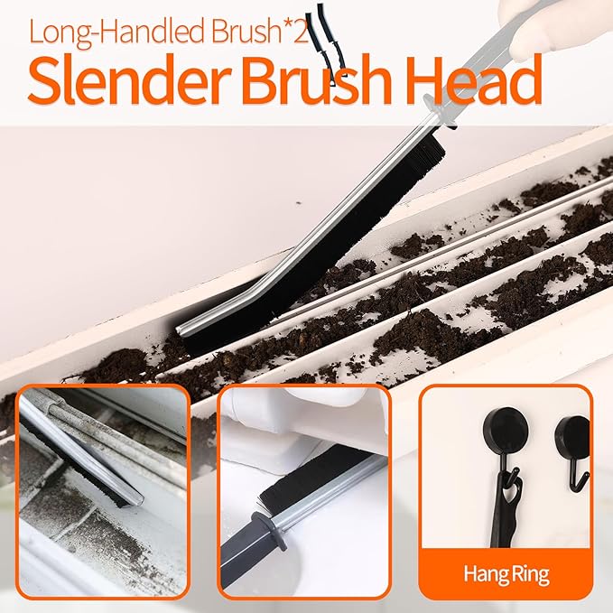 Window Track Cleaner Tools Set - 8 Pcs Groove Cleaning Brush Kit, for Sliding Door Track, Shutter, Sill, Tile Lines, Sink