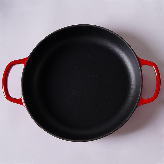 Enameled Cast Iron Bread Pan, Sour Dough Artisan Bread Oven – Red – Round 26 cm, 6.25 L (6.6 qt) – Boule Pan with a Deep Lid for Steam Baking
