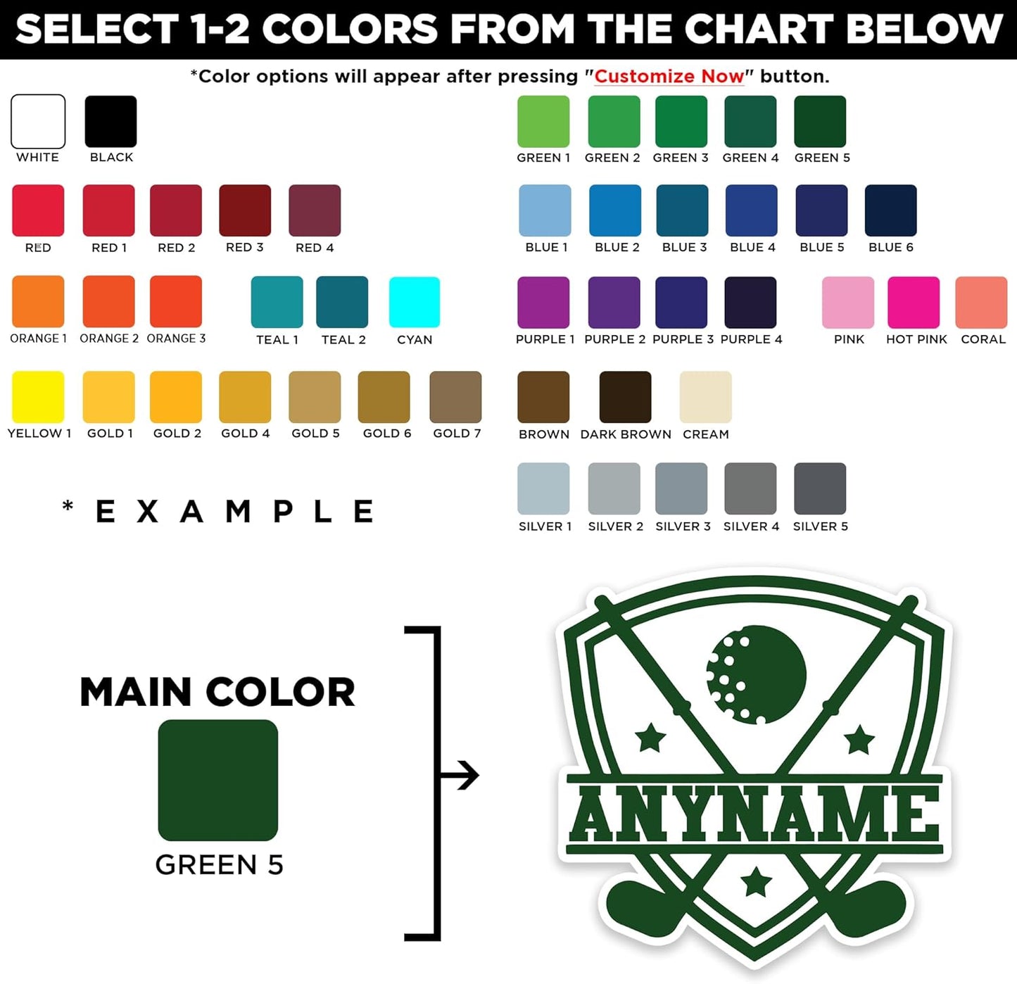 Custom Golf Name Sticker Personalized Golf Player Name Stickers Team Name Waterproof Vinyl Sticker for Laptop, Water Bottles, Phone, Kindle Decor Decal Gifts for Adults Kids