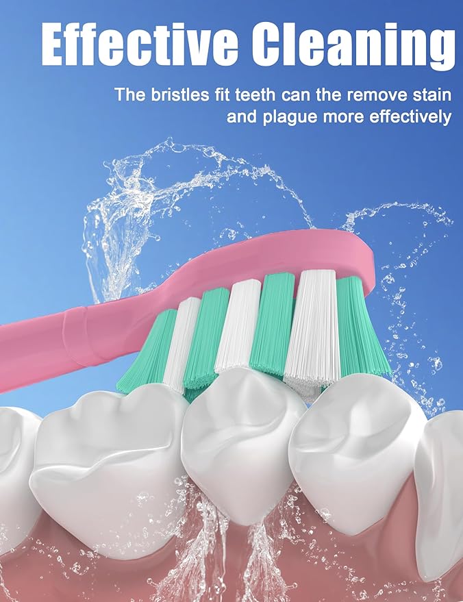 Toothbrush Replacement Heads for Philips Sonicare Plaque Control Simply Clean 4100 5100 Electric Brush Head, 10 Pack, Pink
