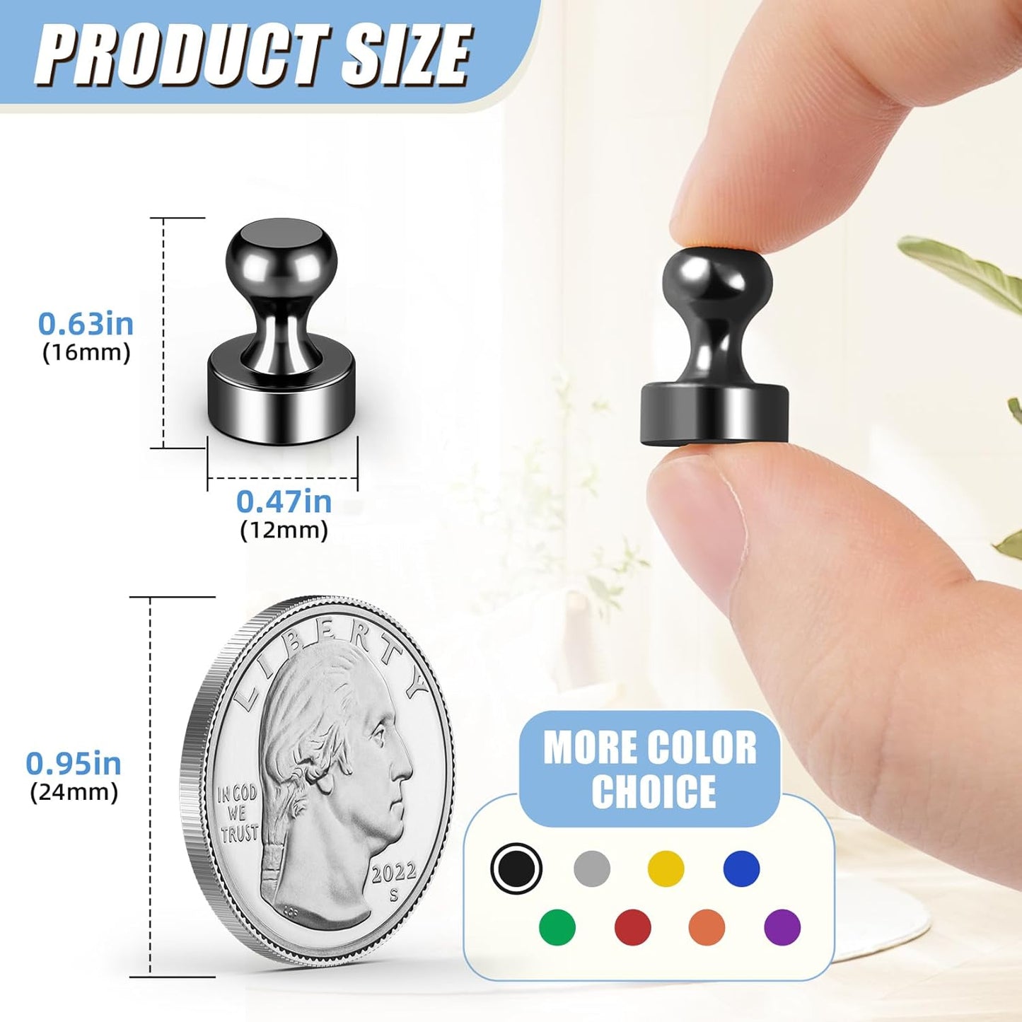 FINDMAG 30 Pack Magnetic Push Pins Fridge Magnets, Neodymium Magnet Pins, Whiteboard Magnets, Magnetic Pin, Office Magnets, Push Pins Magnets for Whiteboard Fridge Map Kitchen