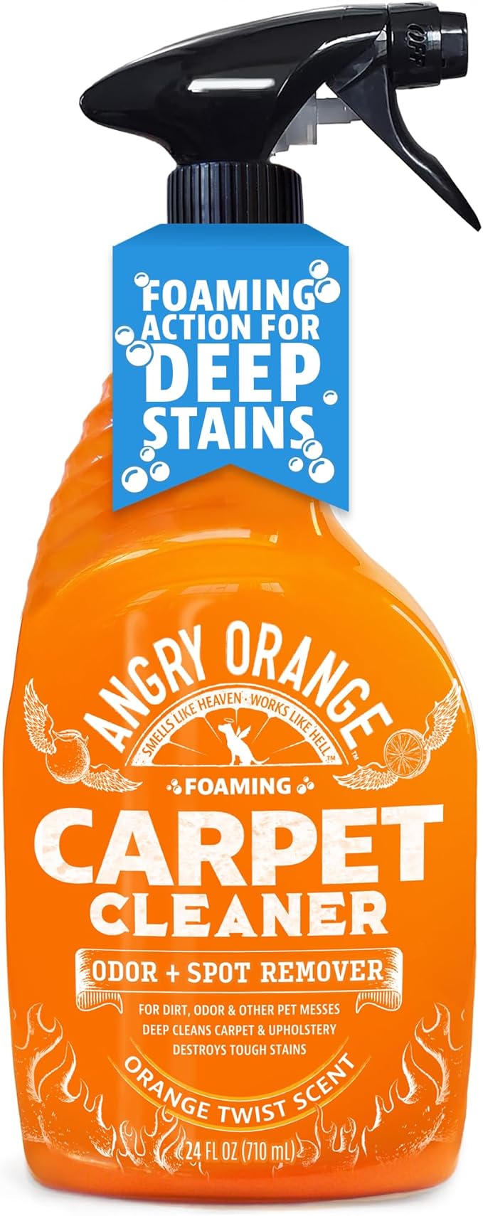 ANGRY ORANGE Foaming Carpet & Upholstery Cleaner for Dog Urine and Stains - Citrus - 24 oz