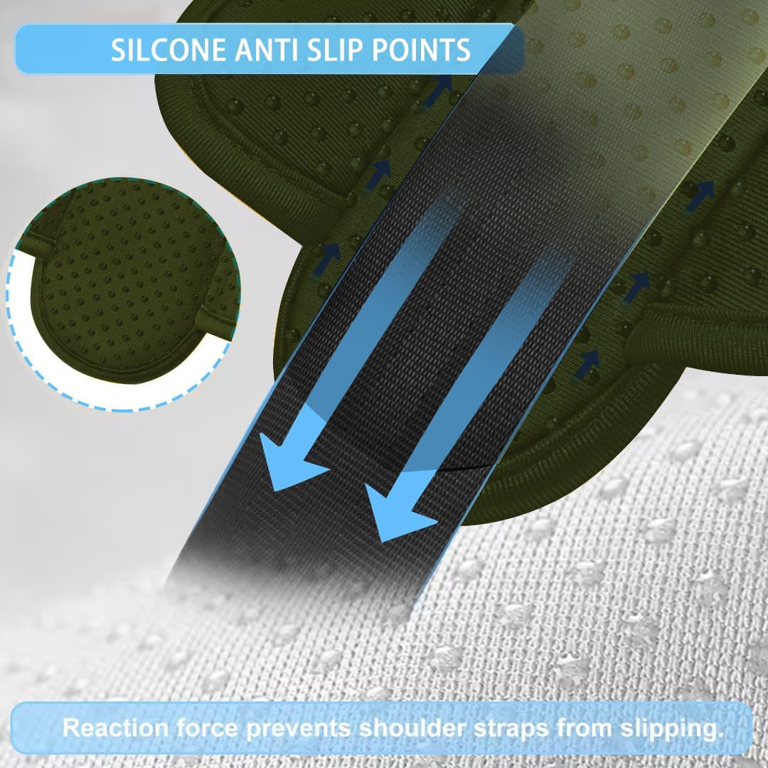 ZINZ 2-Pack Universal Shoulder Pad with Ultra Thick Cushion for Bag Luggage Bag Crossbody, Plus Long & Anti-Slip & Breathable,Army Green
