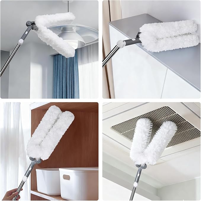 Microfiber Mop, Masthome Microfiber Duster,Cobweb Duster with Adjustable Angle Head, Extendable Duster with 60 " Long Pole, Dusters for Cleaning Ceiling Fan, High Ceiling, Furniture