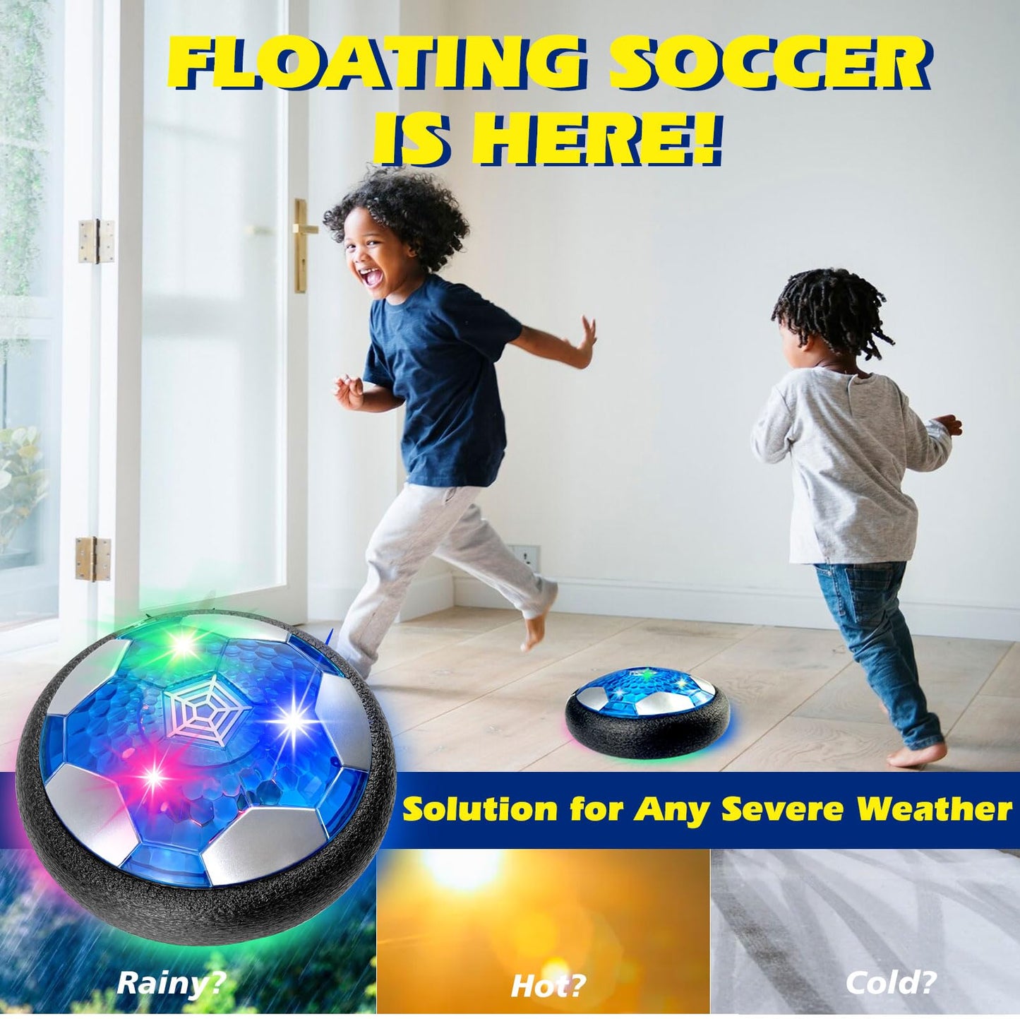 Foneso 3-in-1 Hover Soccer Ball, Kids Toddler Hockey Set with LED Lights,Indoor & Outdoor Toys for Kids, Soccer Gift for 3 4 5 6 7 8 9+ Year Old Boys Girls Birthday Gifts