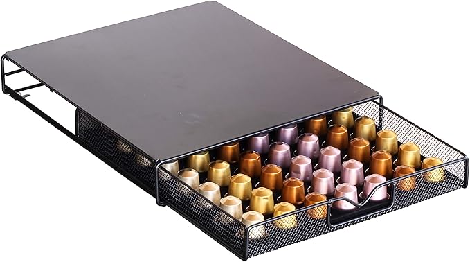 Deco Brothers OriginalLine Pod Holder Mesh Drawer, 56 Nespresso Capsule Organizer, Black