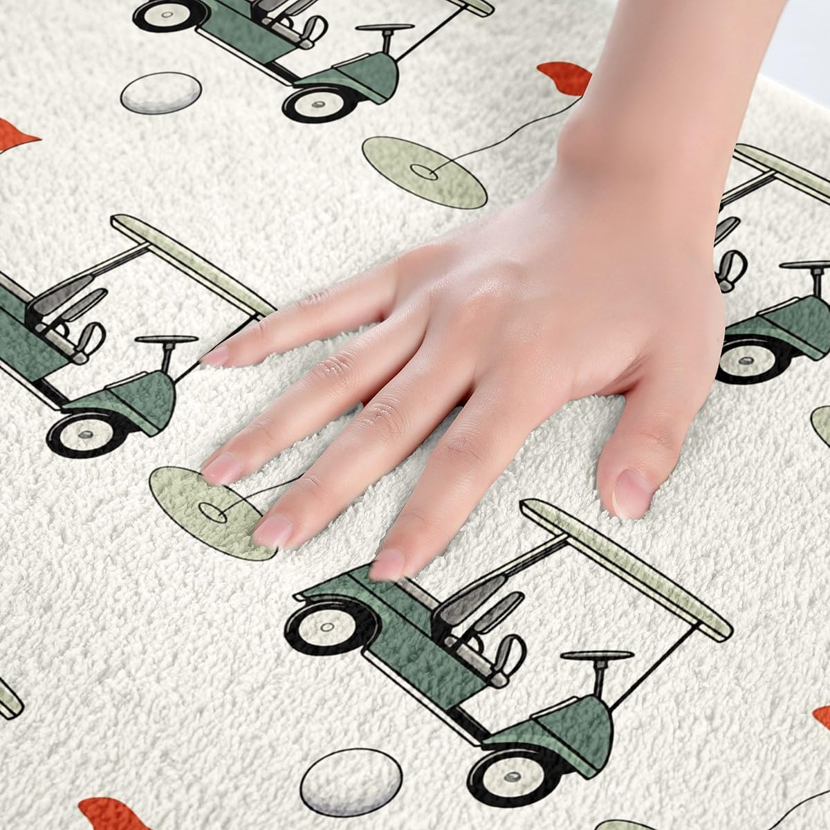Feelyou Golf Polyester Bath Rug Ball Games Themed Soft Fleece Door Carpet for Kids Boys Girls Golf Club Non Slip Bath Mat Green Course Bathroom Floor Indoor Doormat,16x24 Inch