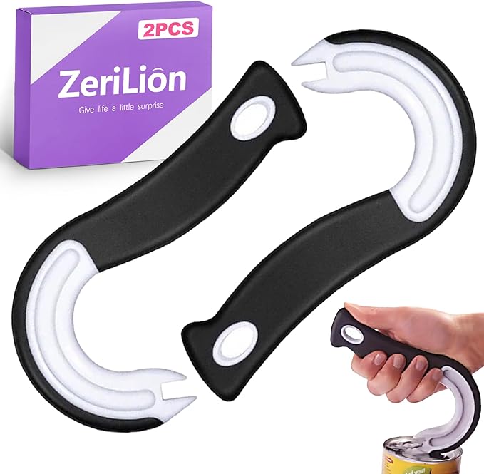 2 Pack Ring Pull Can Opener for Seniors with Arthritis - Pop Can & Soda Opener Tool for Weak Hands - Easy Tab Openers for Cat Food, Protects Nails & Joints