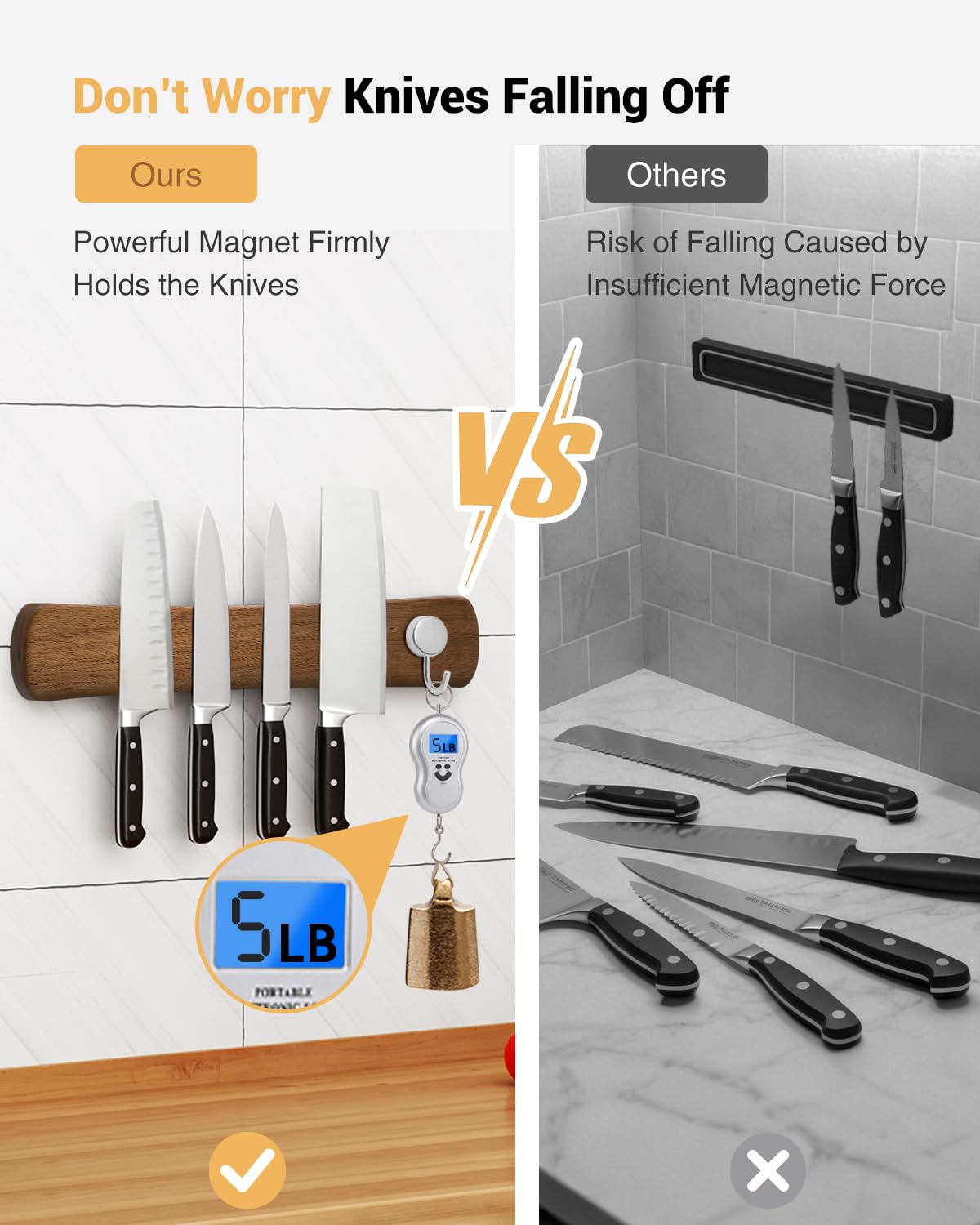 Swaitee Magnetic Knife Holder for Wall, 18 Inch Wood Strong Magnetic Knife Strip, Housewarming Gifts for New Home, Kitchen Storage Space Savers, Farmhouse Kitchen Utensil Organizer Essentials